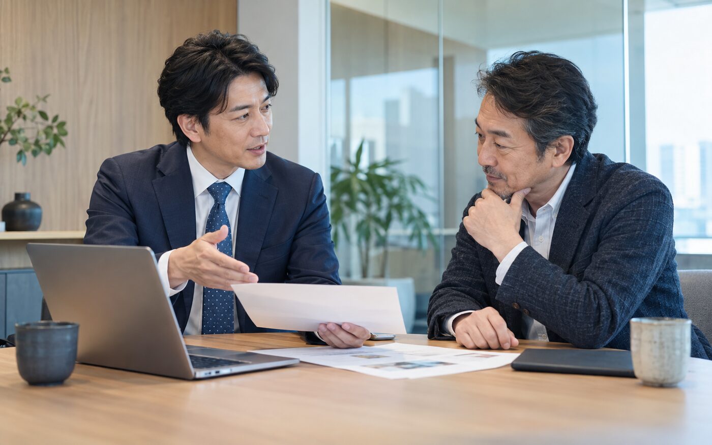 企業の営業提案を支援する打ち合わせ風景